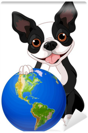 dog with globe