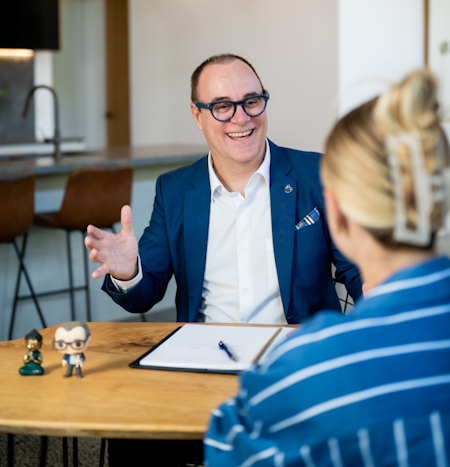 Jeremy Britton discussing financial plan with client